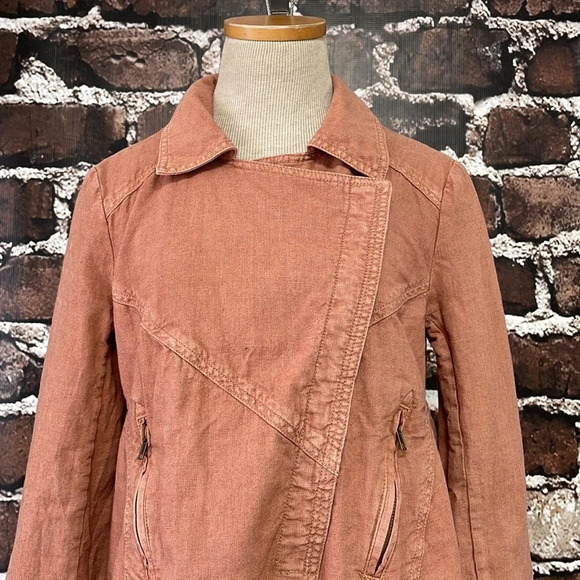 Free People Jacket Linen Orange Size X Small XS - Picture 6 of 16